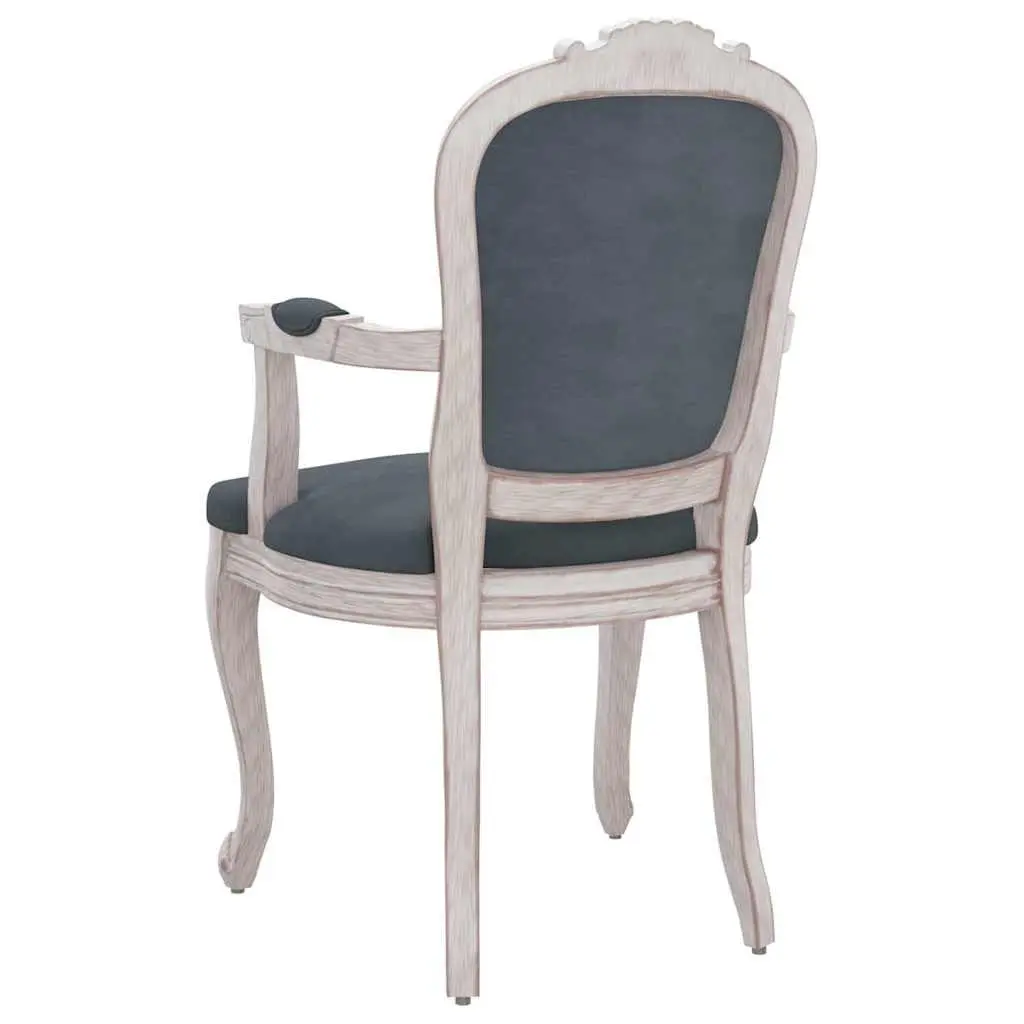 Dining Chairs Grey Velvet Kitchen Room Seating 2 Piece Wooden Legs
