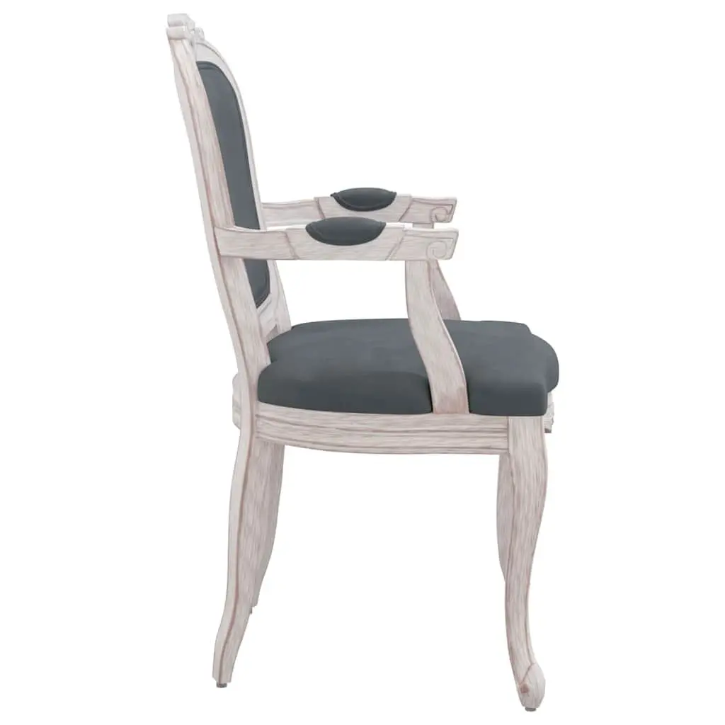 Dining Chairs Grey Velvet Kitchen Room Seating 2 Piece Wooden Legs