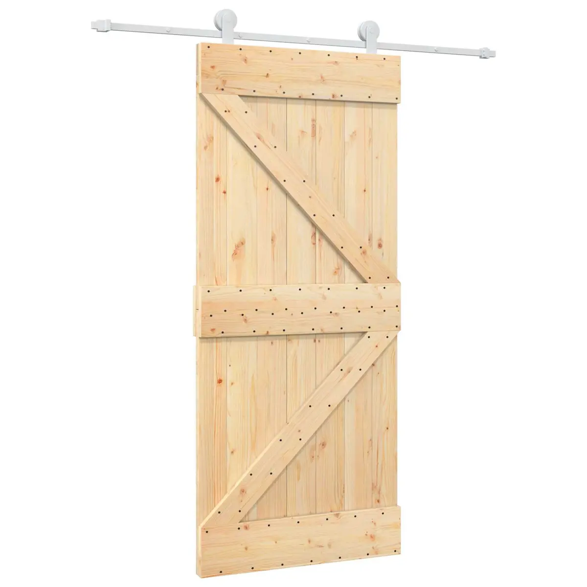 Sliding Door Natural White 90 x 210 cm Solid Pine Wood Modern Interior Room