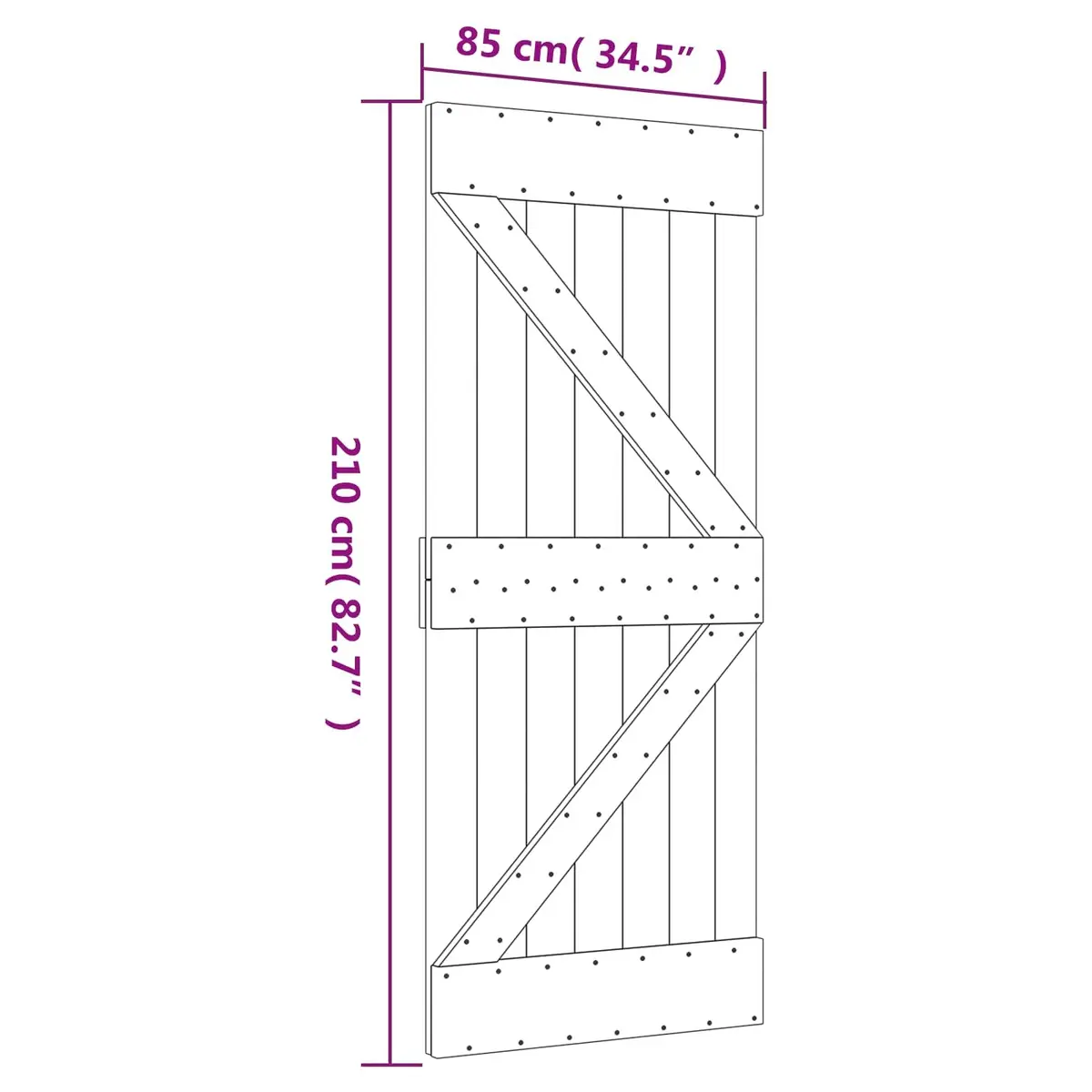 Sliding Door Solid Pine Wood Space-Saving 85 x 210 cm Natural White Minimalist