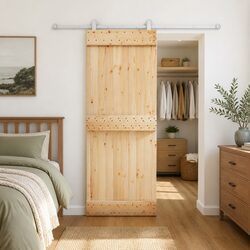 Sliding Door Solid Pine Wood Natural White 80 x 210 cm Space-Saving Room Divider