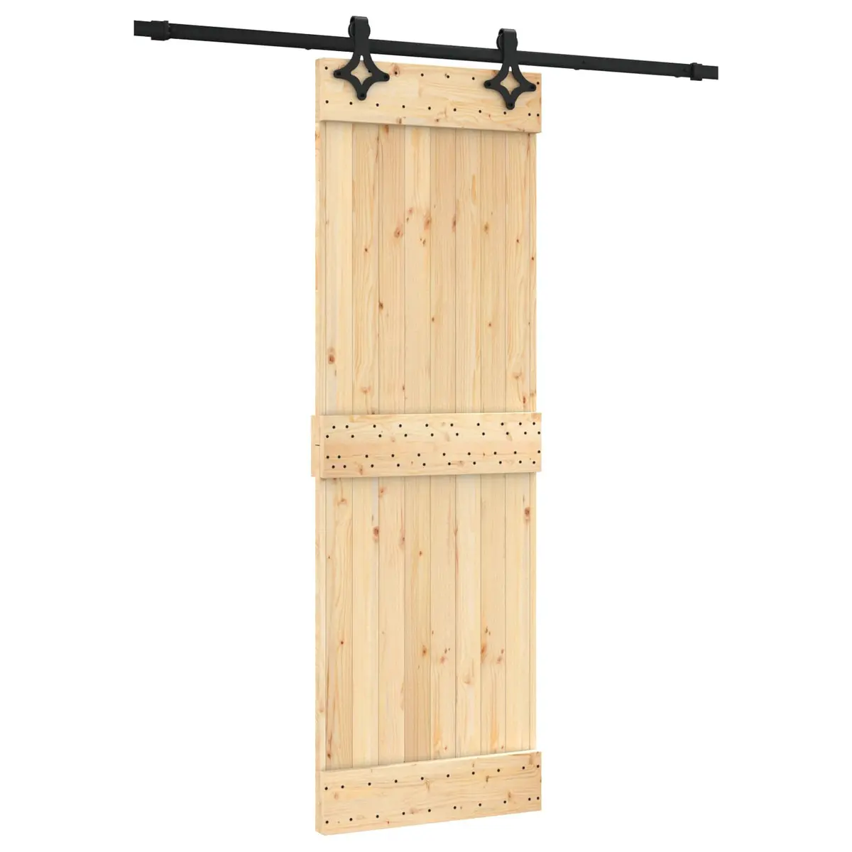 Sliding Door Space-Saving 70x210cm Natural Brown Solid Pine Wood