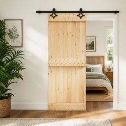 Reliable Natural Pine Wood Sliding Door - 80 x 210 cm