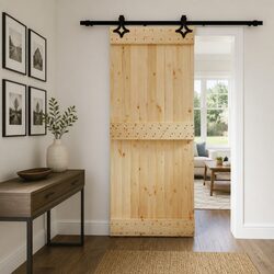 Solid Pine Wood Sliding Door Modern Space-Saving Room Divider 85 x 210 cm