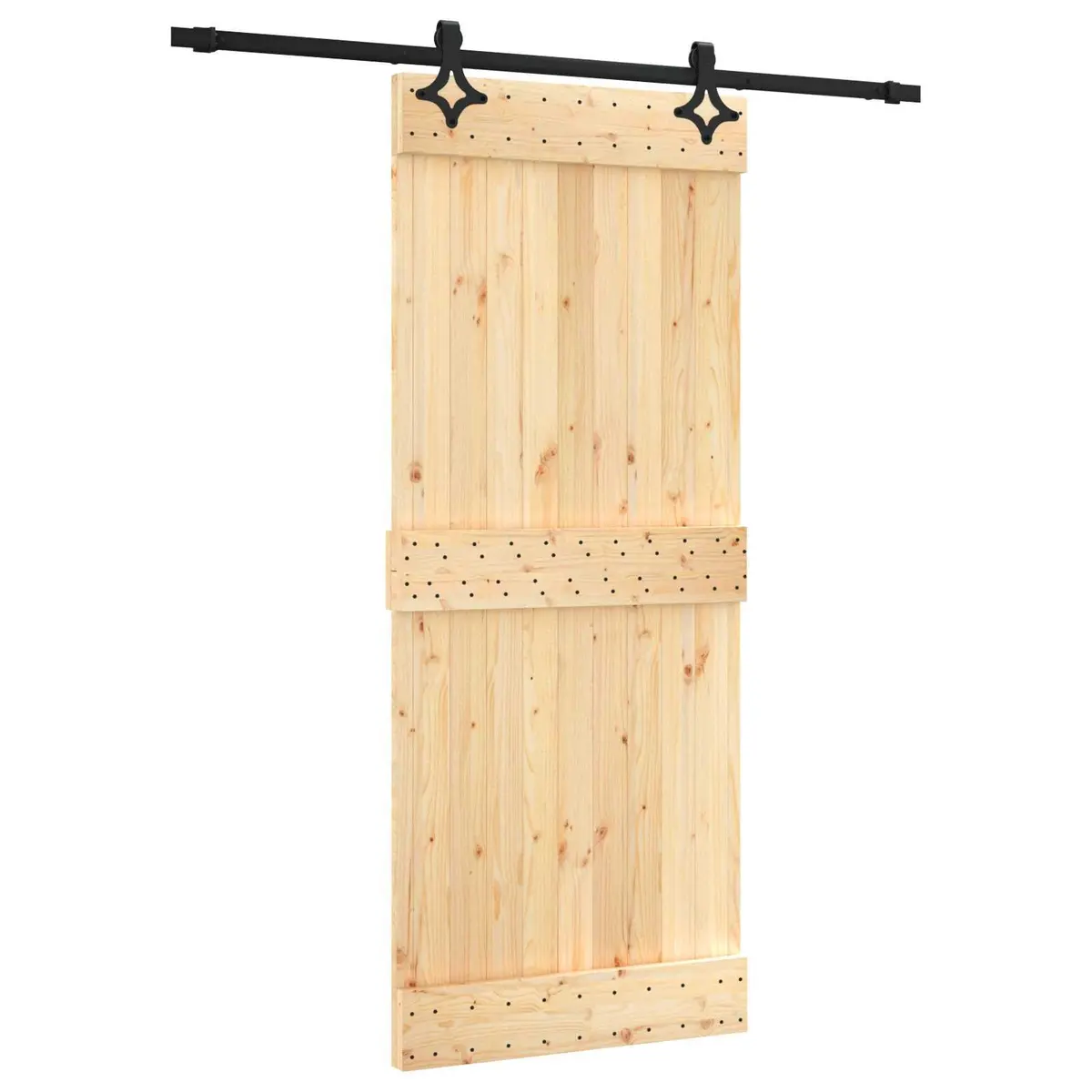 Sliding Door Solid Pine Wood Space-Saving Room Divider 85 x 210 cm Brown