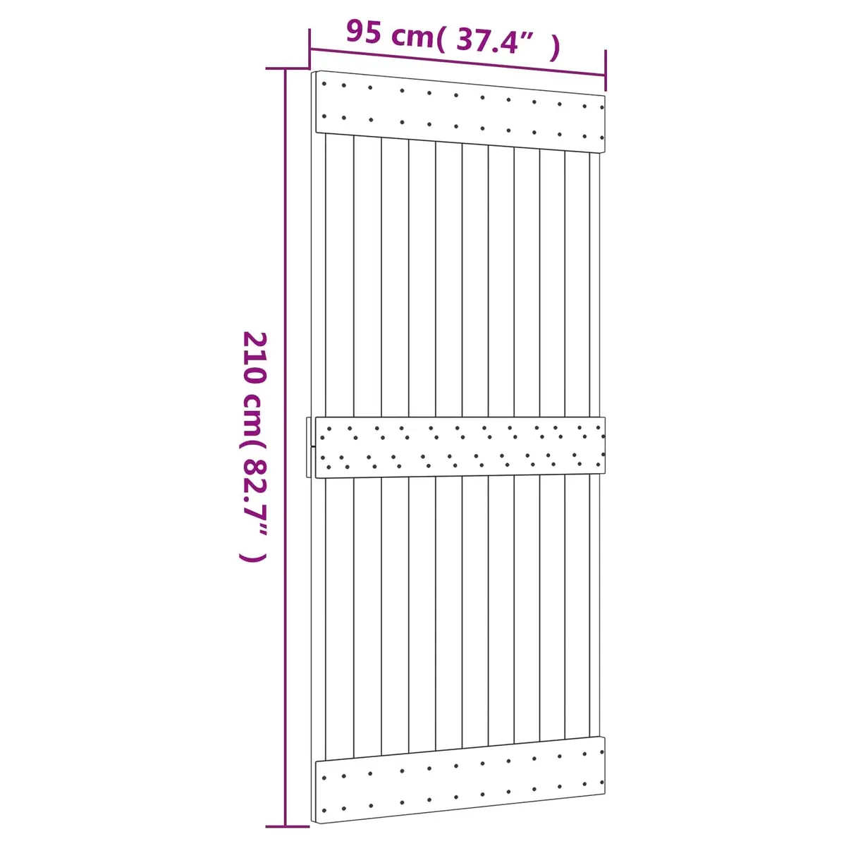 Sliding Door Natural Brown Solid Pine Wood 95 x 210 cm Modern Interior