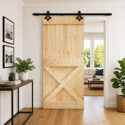Natural Brown Pine Sliding Door: Value and Practicality