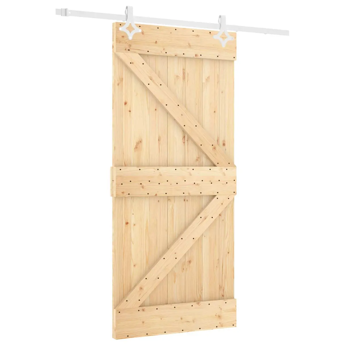 Sliding Door Solid Pine Wood Space-Saving Room Divider 90 x 210 cm Natural White