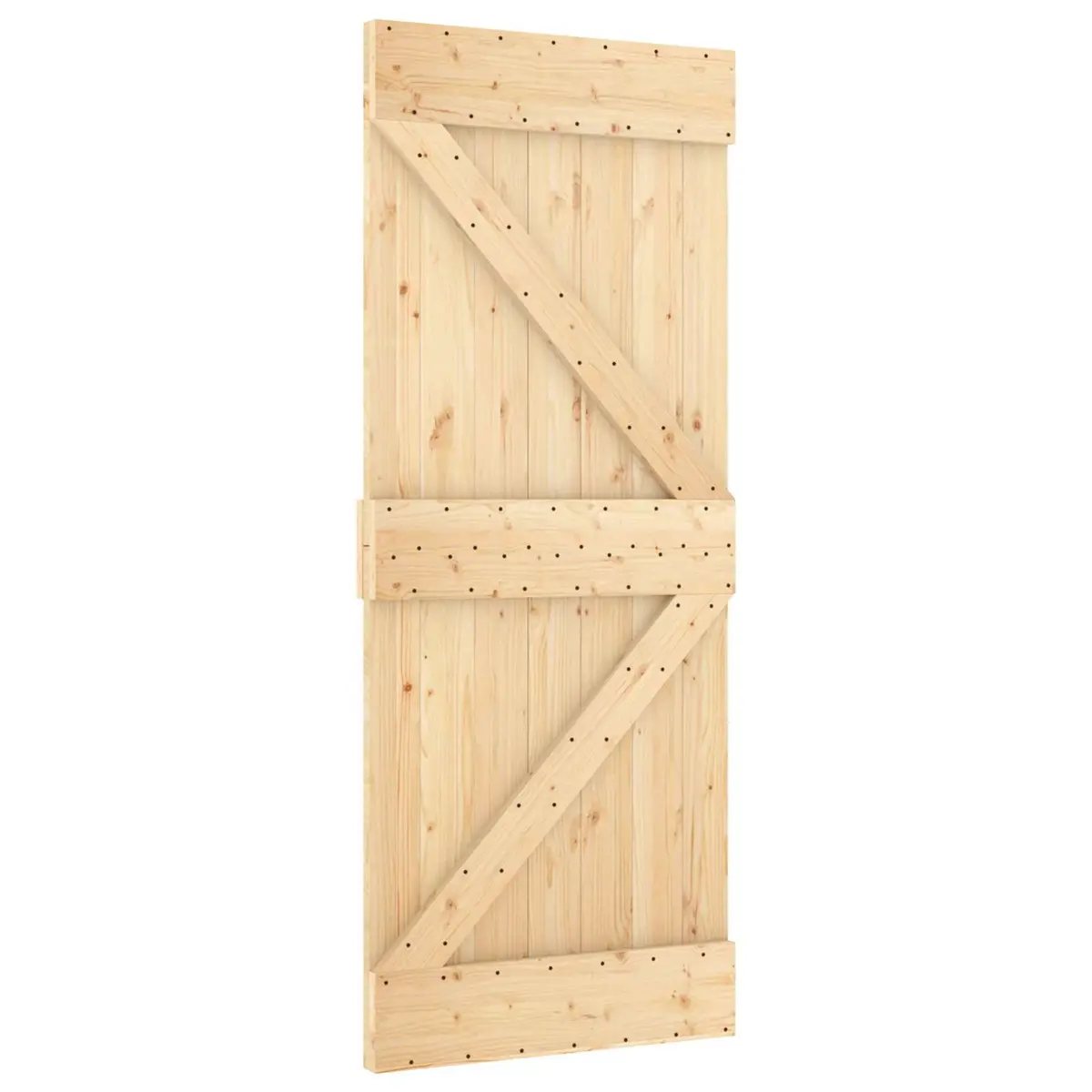 Sliding Door Solid Pine Wood Natural White 85 x 210 cm Modern Interior Room