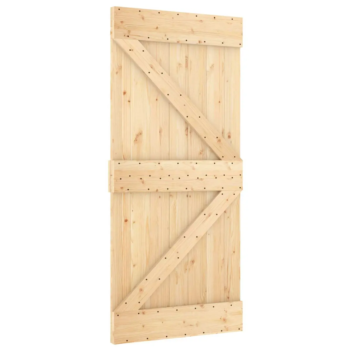 Sliding Door Solid Pine Wood Natural 90 x 210 cm Modern Space-Saving