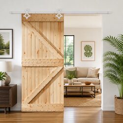 Reliable Sliding Door Made of Natural Pine Wood 100 x 210 cm
