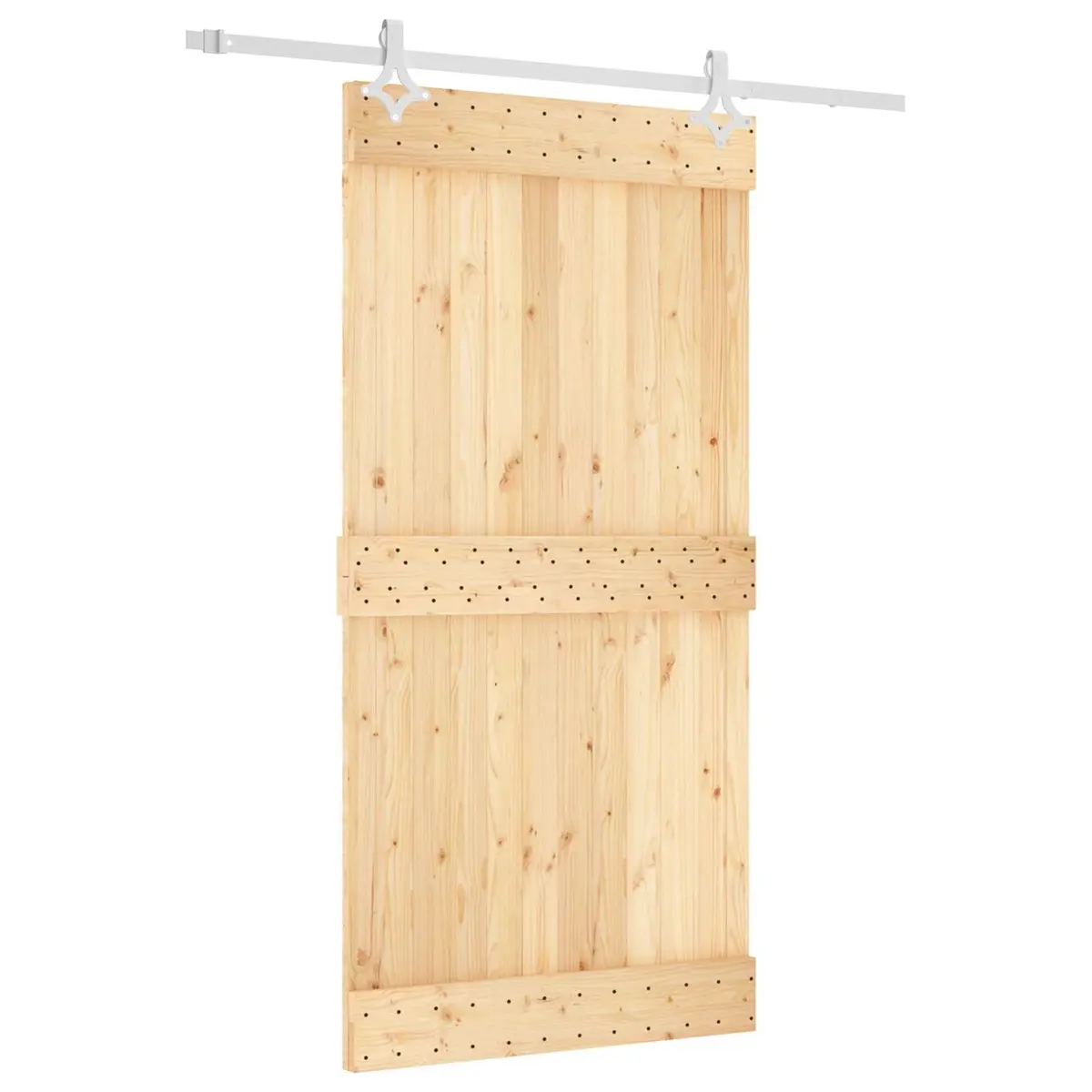 Sliding Door Space-Saving 100 x 210 cm Natural White Solid Pine Wood