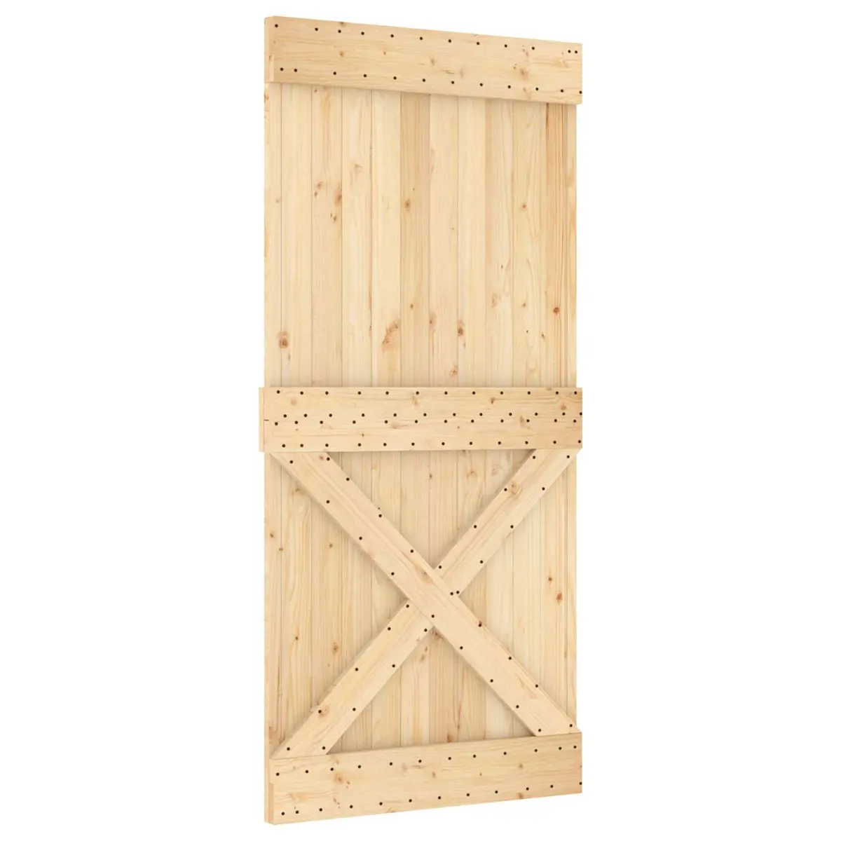 Sliding Door Solid Pine Wood Natural White Modern Space-Saving Interior 95x210cm