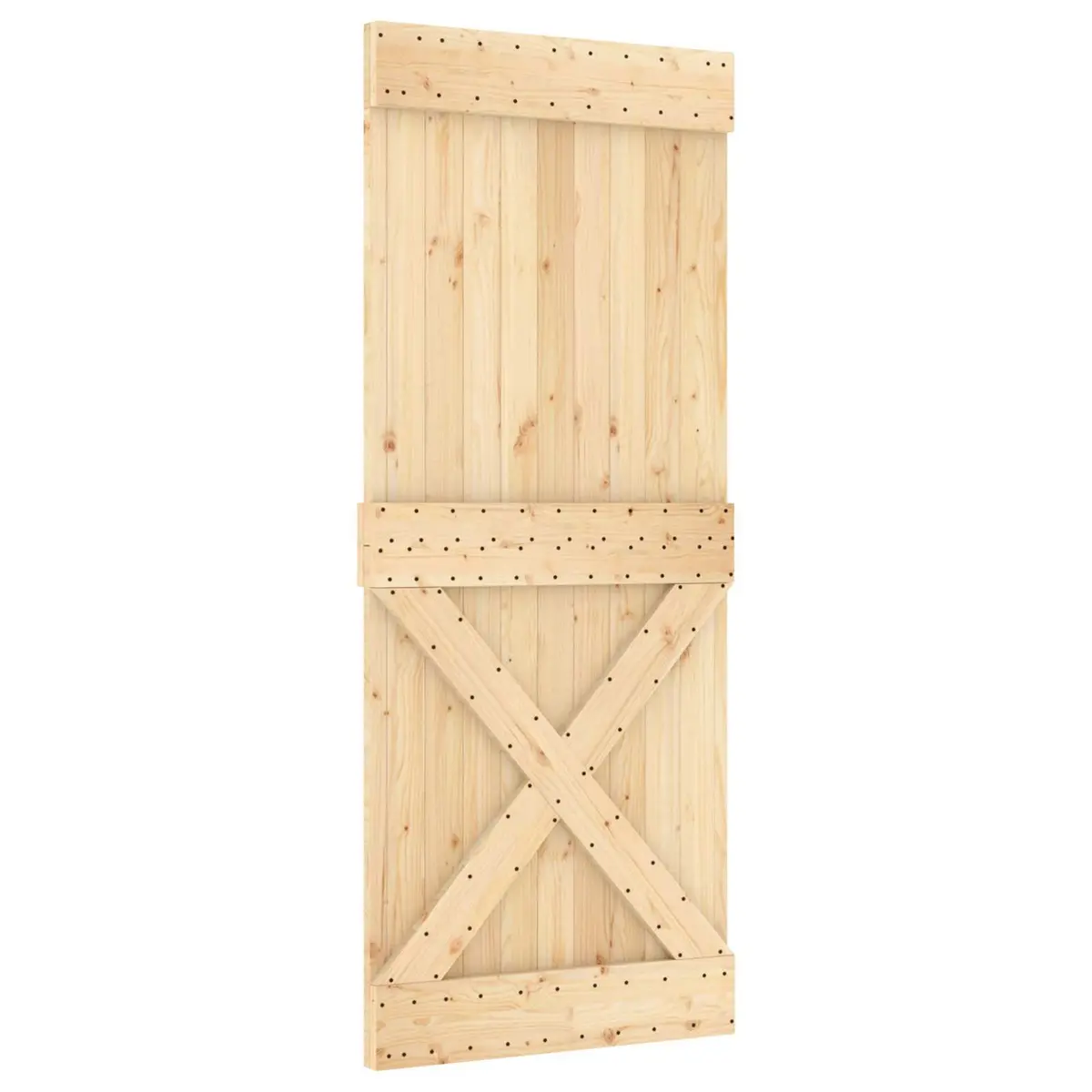 Sliding Door Solid Pine Wood Natural Modern Space-Saving Minimalist Design