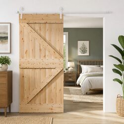 Reassuring Quality: Pine Wood Sliding Door Natural White 90 x 210 cm