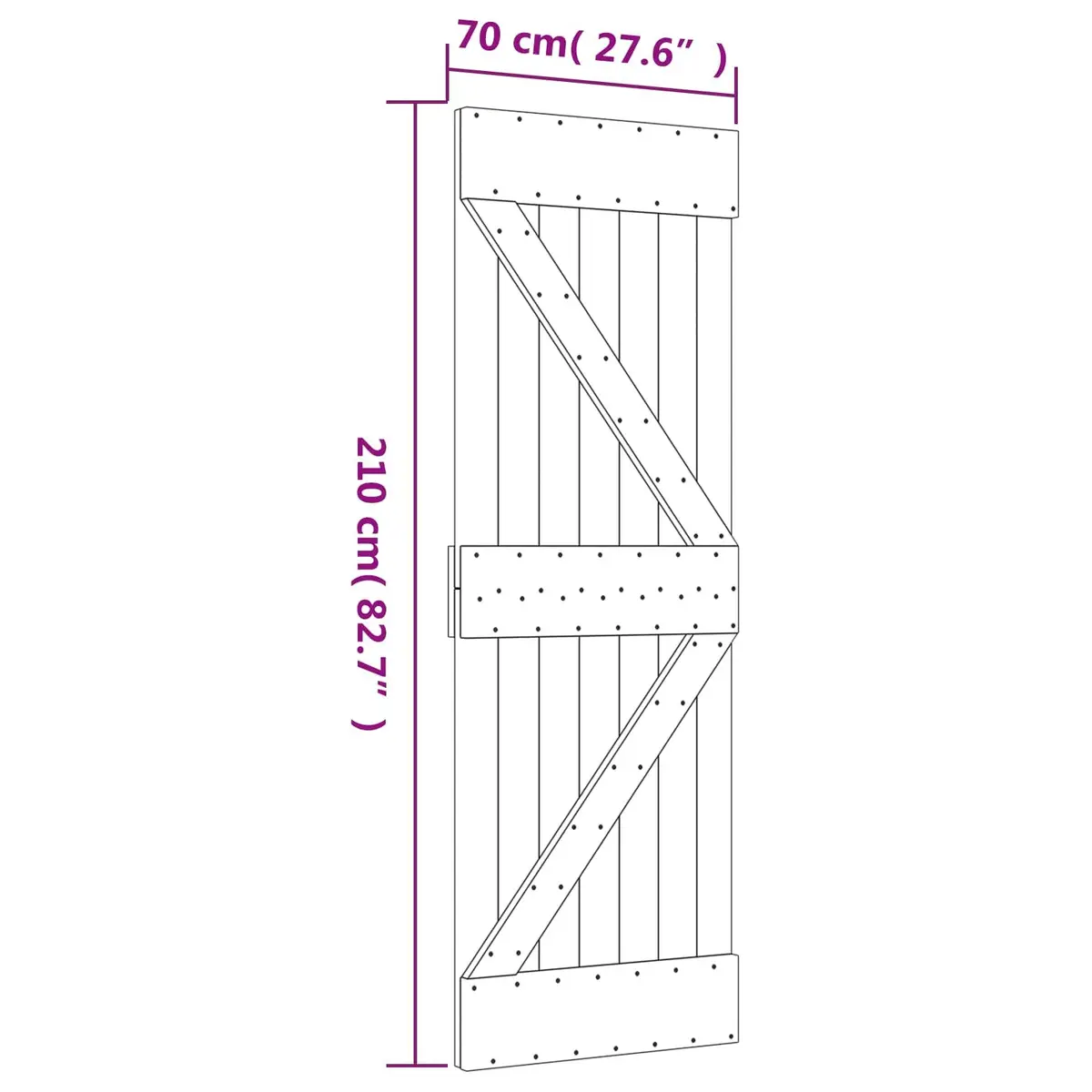 Sliding Door Space-Saving 70 x 210 cm Solid Pine Wood Brown