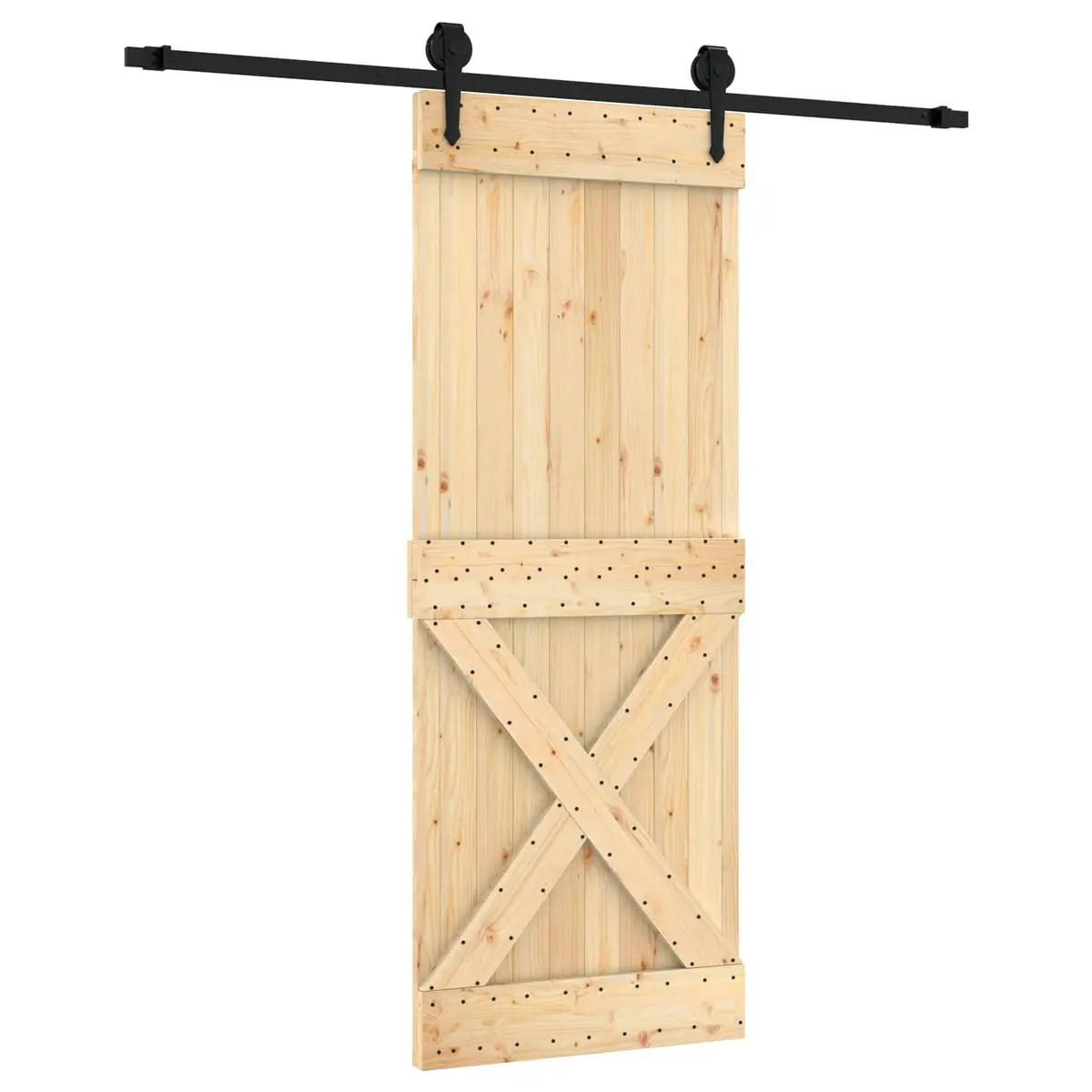 Sliding Door Natural Black 80x210cm Solid Pine Wood Modern Room Divider