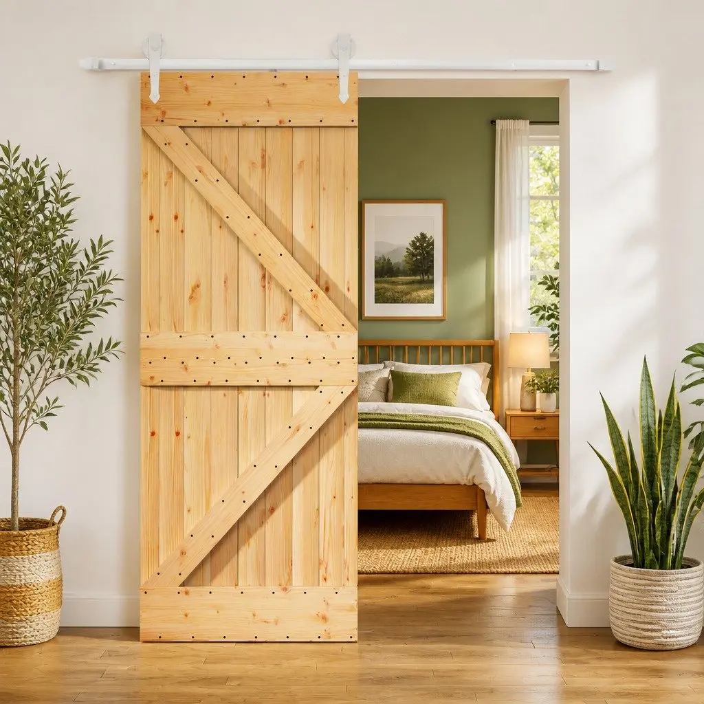 Sliding Door Natural White 85 x 210 cm Solid Pine Wood Room Divider