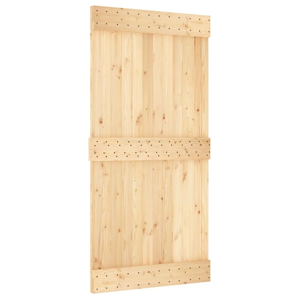 Sliding Door Solid Pine Wood Space-Saving 100 x 210 cm Natural White