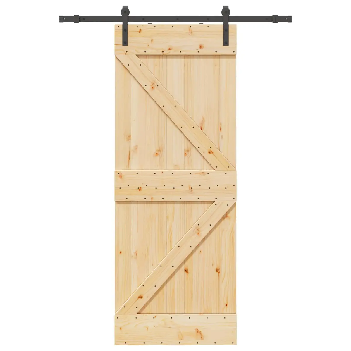 Sliding Door Natural Brown Black 80x210cm Modern Space-Saving Room
