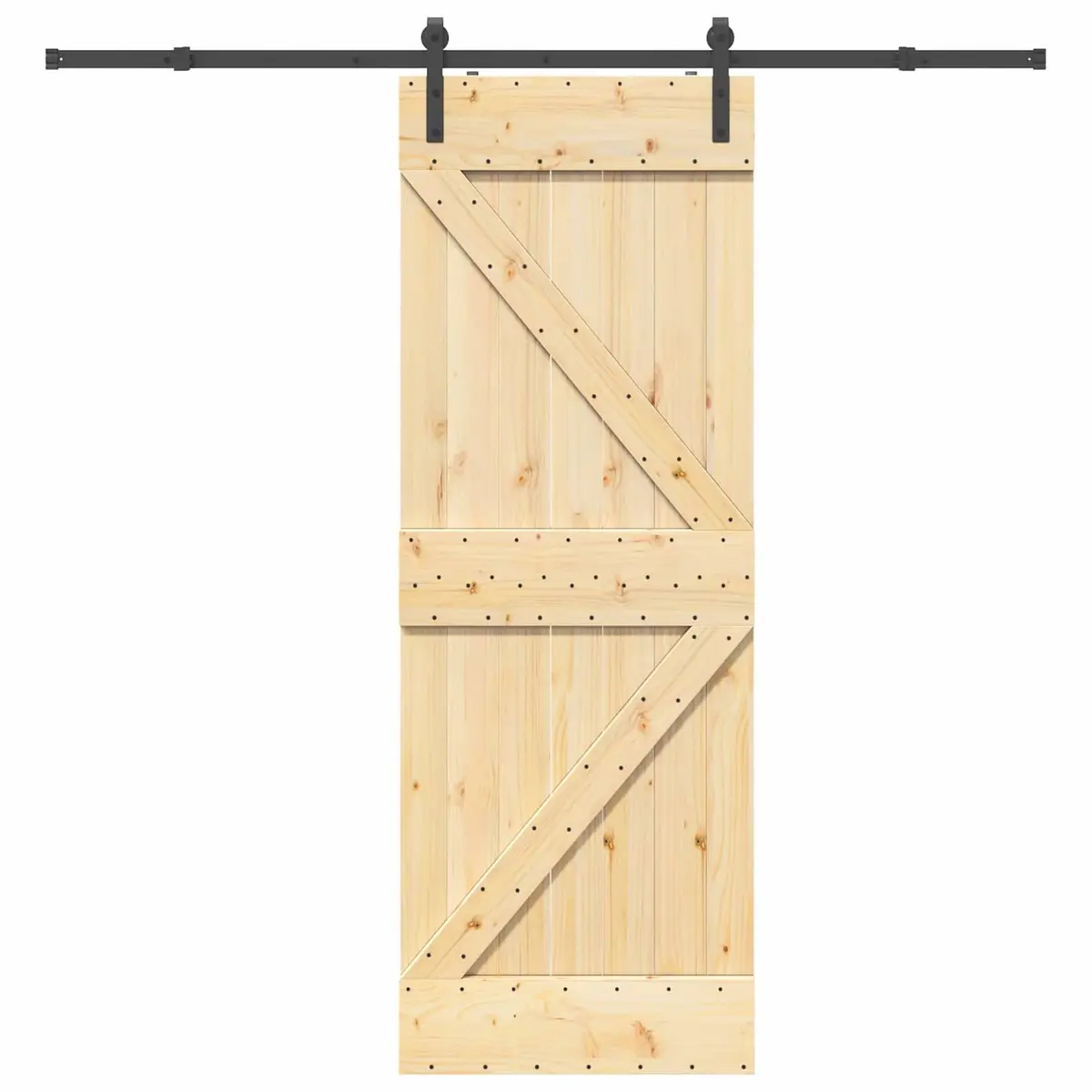 Sliding Door Room Divider Space-Saving 70x210cm Brown Solid Pine Wood
