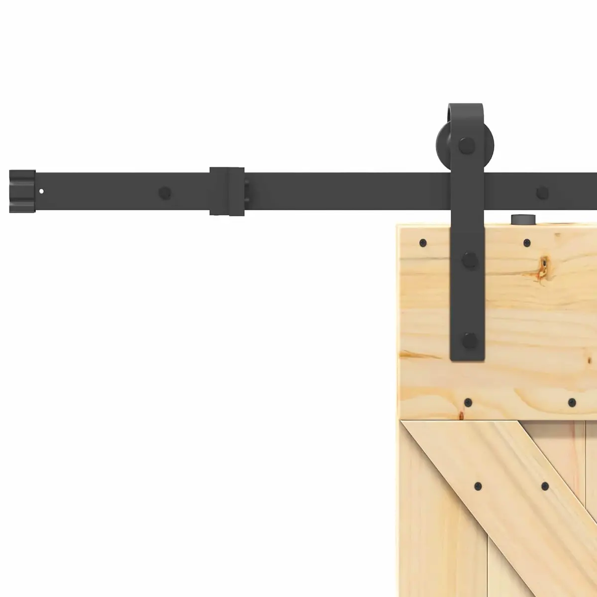 Sliding Door Natural Pine Wood Black Frame 85 x 210 cm