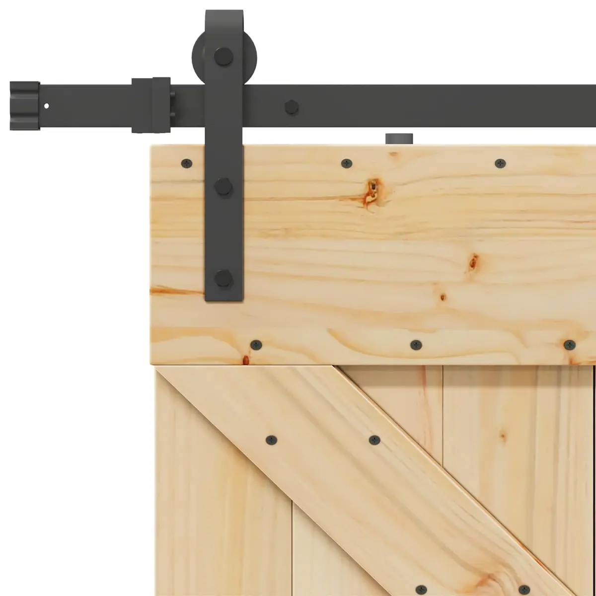 Sliding Door 80 x 210 cm Modern Room Divider Pine Wood Black Track Space-Saving
