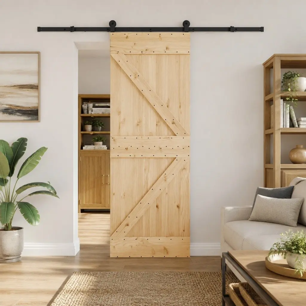 Sliding Door Room Divider Space-Saving 70 x 210 cm Brown and Black