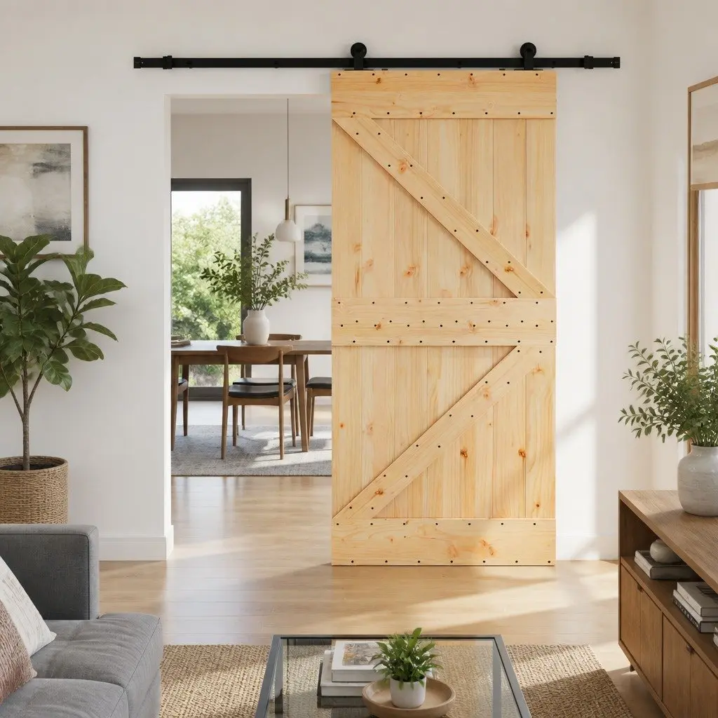 Sliding Door Space-Saving Interior Room Divider 80 x 210 cm Brown