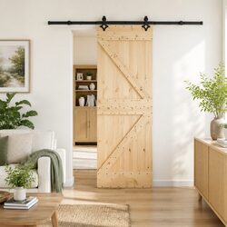 Reliable Sliding Door 70x210cm with Pine Wood and Steel Track