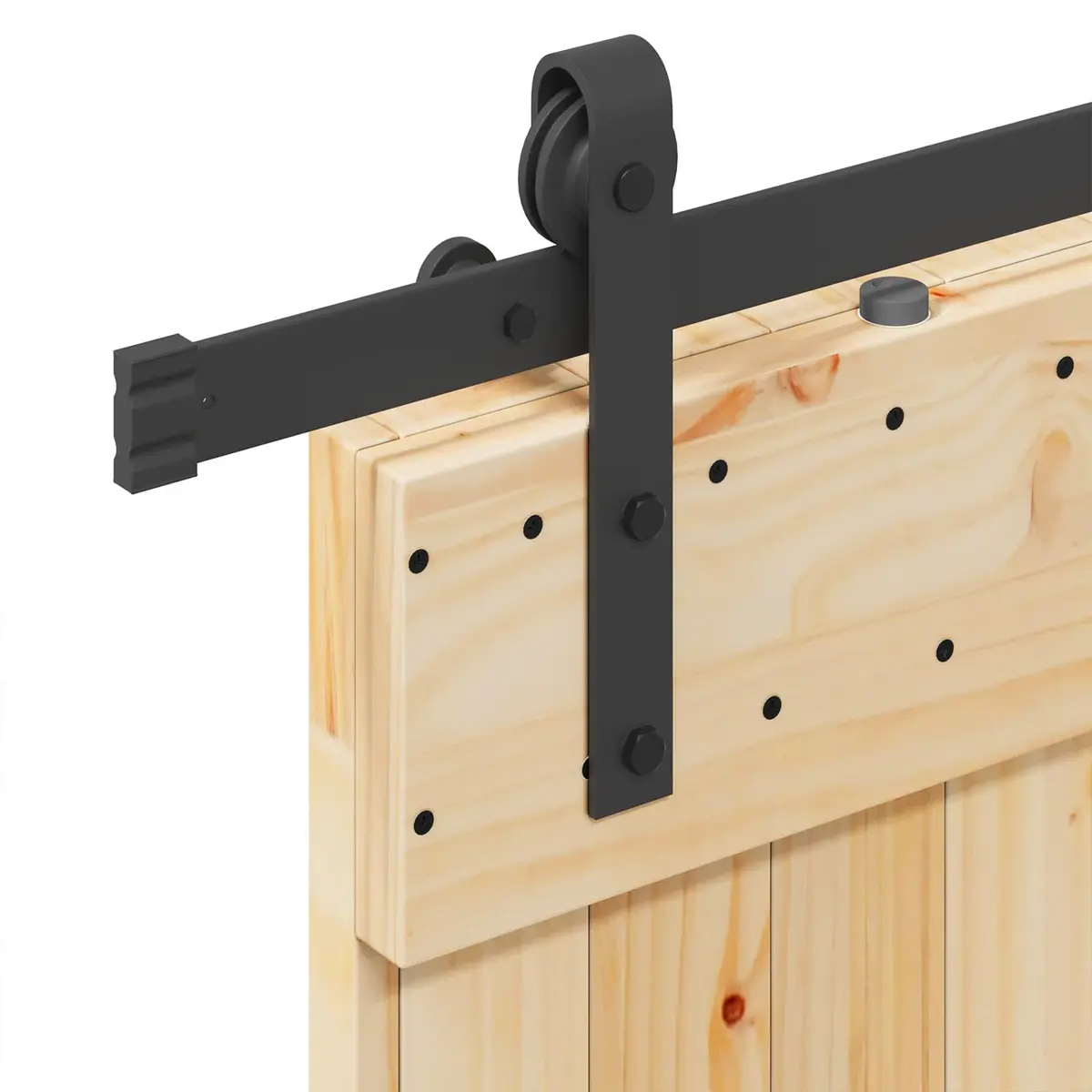 Sliding Door Natural Pine Wood Space-Saving 85x210cm Black Frame