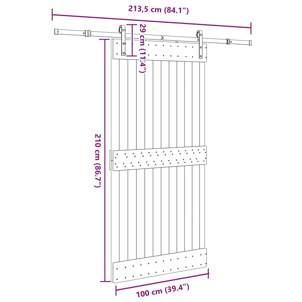 Sliding Door Natural Pine Wood Black Frame Modern Interior Space-Saving