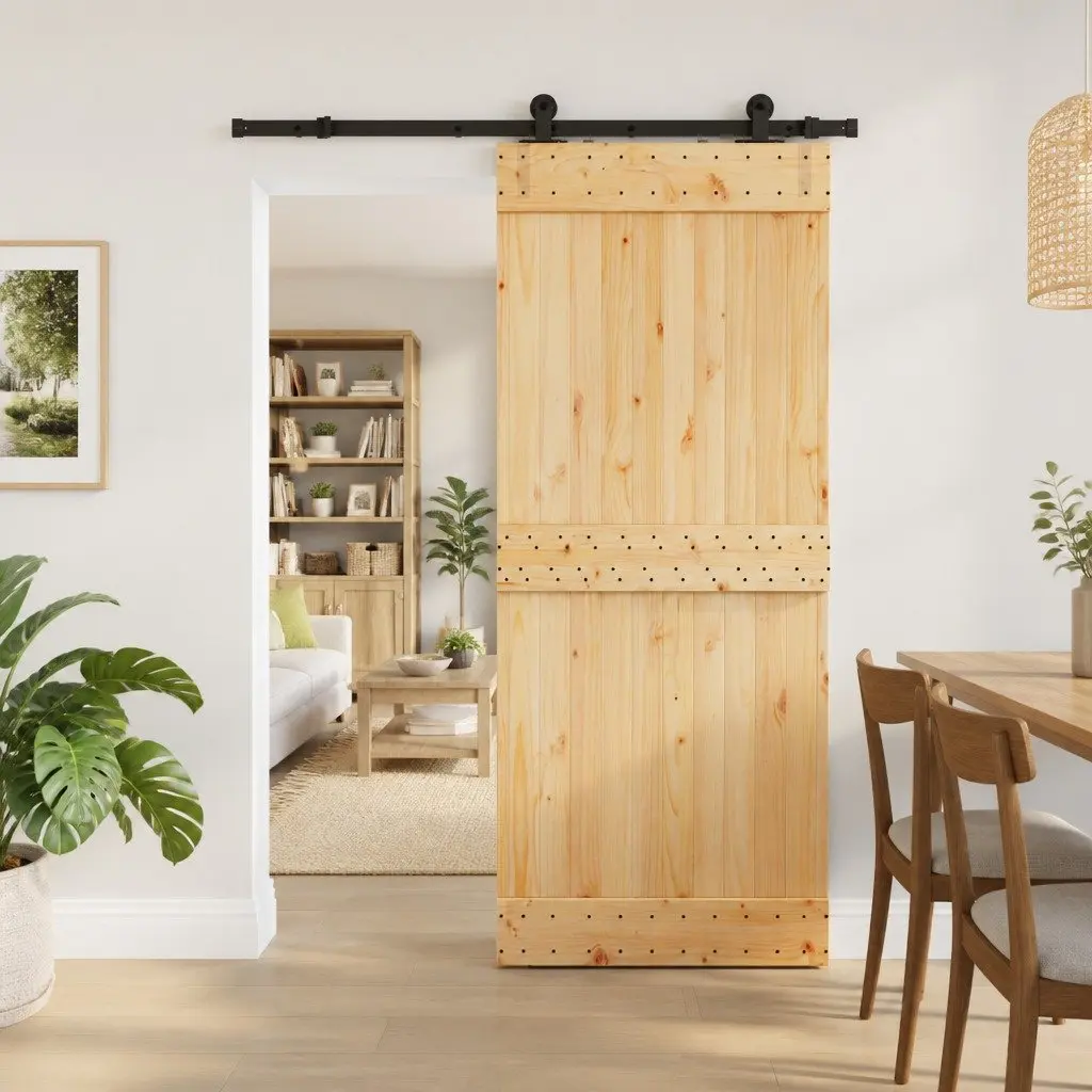 Sliding Door Room Divider 85 x 210 cm Brown Black