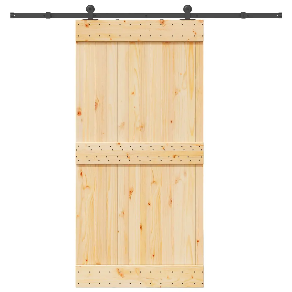 Sliding Door Natural Brown Black 100 x 210 cm Modern Space Saving Room Divider