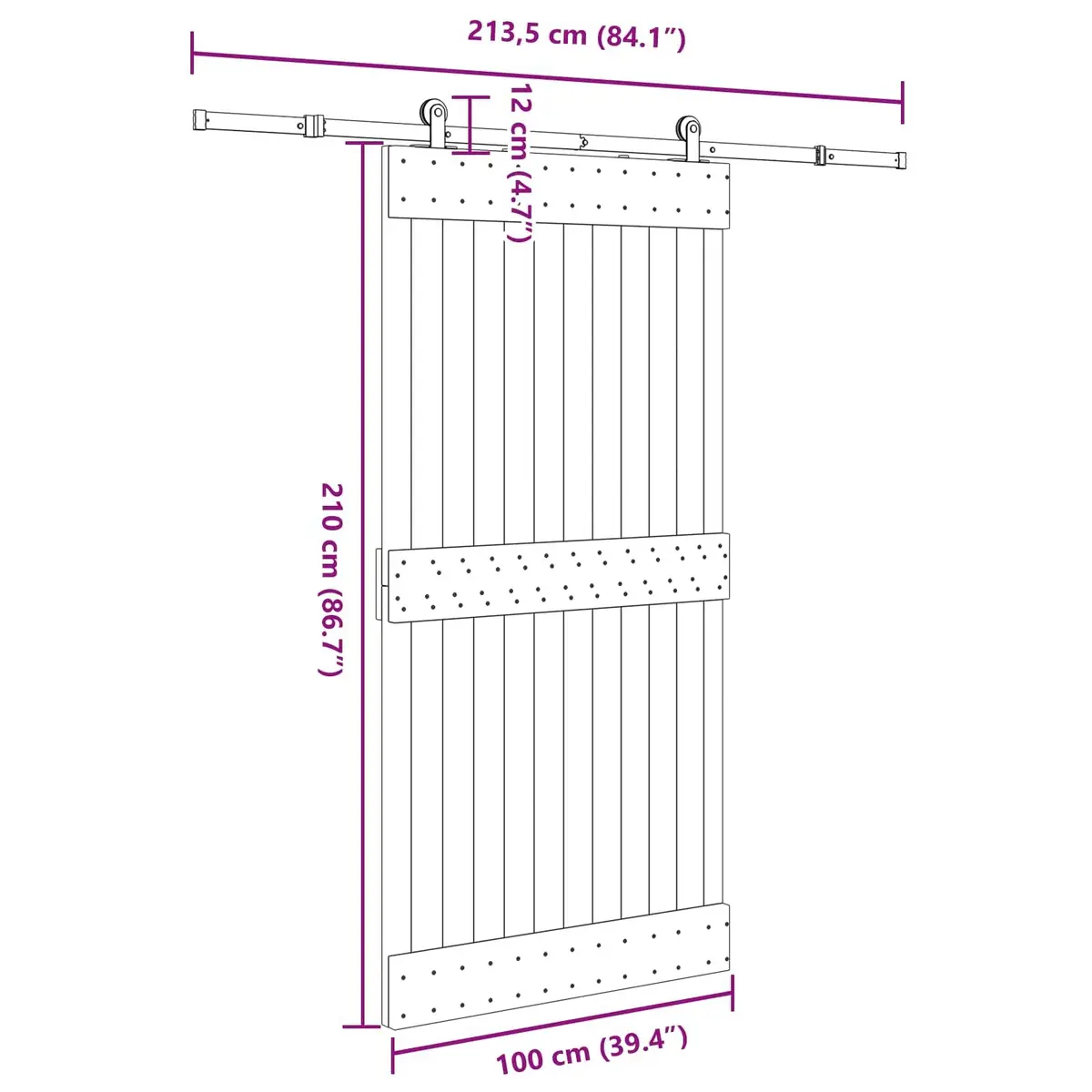 Sliding Door Natural Brown Black 100 x 210 cm Modern Space Saving Room Divider