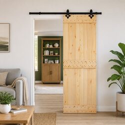 Reliable Modern Sliding Door in Natural Pine Wood 70x210cm
