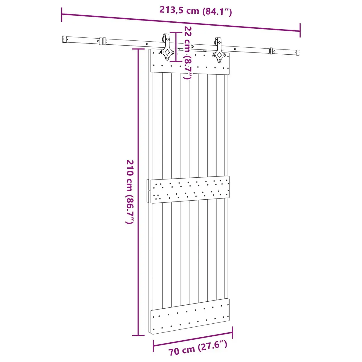 Sliding Door Room Divider 70x210cm Natural Pine Wood Black Steel Track