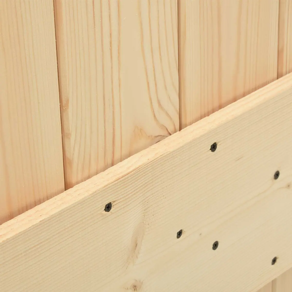 Sliding Door Room Divider 85x210cm Natural Pine Wood Black Track