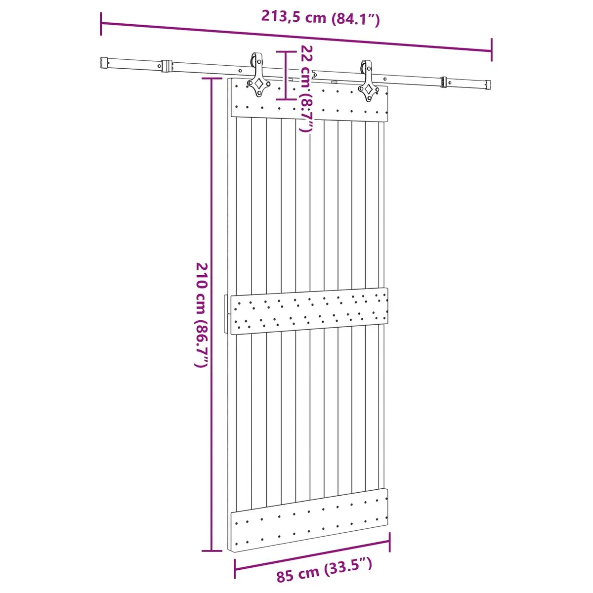 Sliding Door Room Divider 85x210cm Natural Pine Wood Black Track