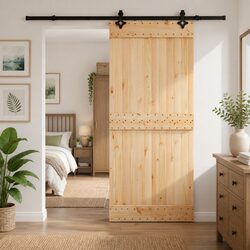 Reliable Sliding Room Divider in Pine Wood