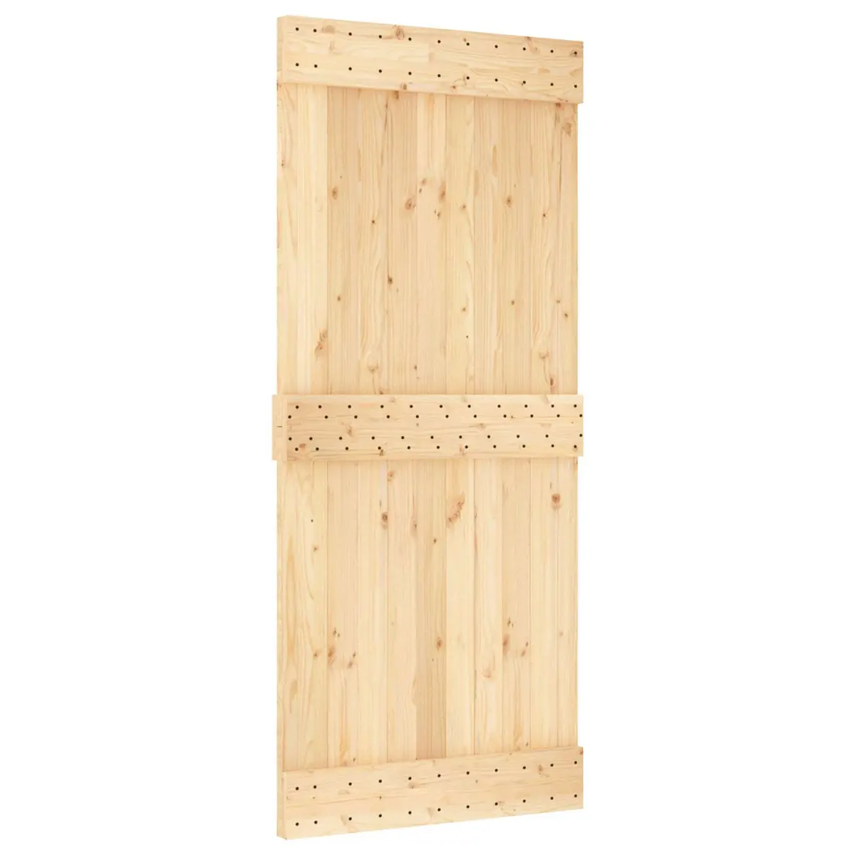 Sliding Door Room Divider 90 x 210 cm Natural Pine Wood Brown Steel Track