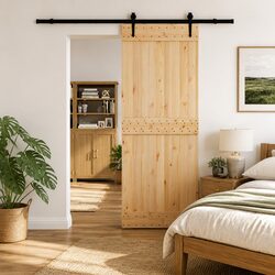 Reliable Sliding Door: Pine Wood Frame with Steel Track 80x210cm