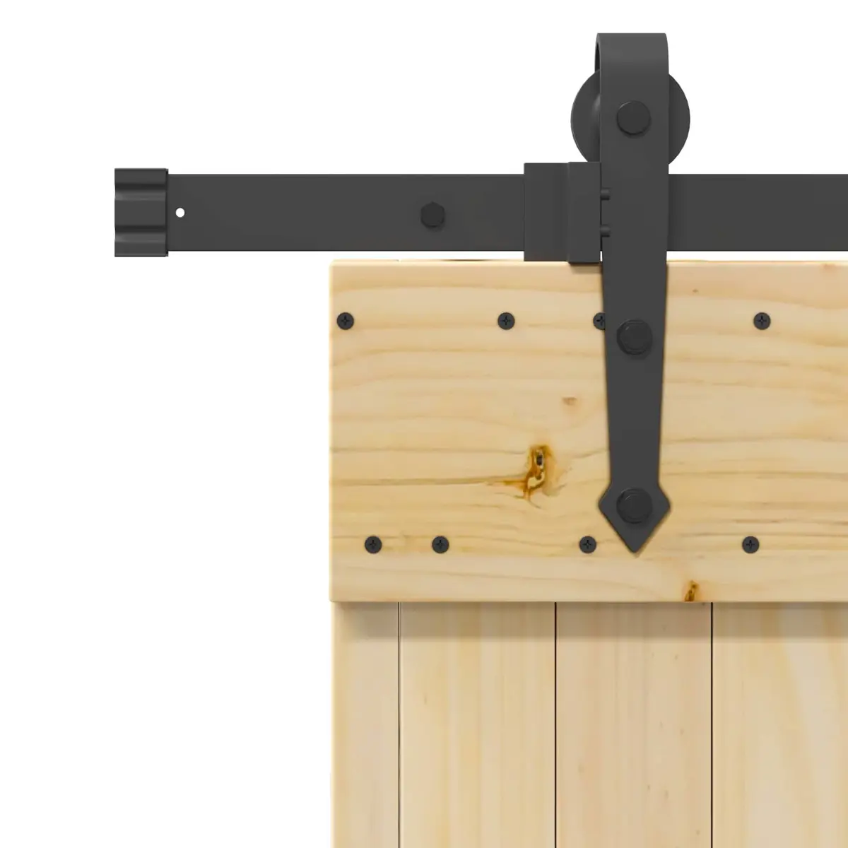 Sliding Door Room Divider Pine Wood Frame Black Track 95 x 210 cm