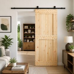 Sliding Door Modern Design Pine Wood Steel Track Space-Saving Room Divider