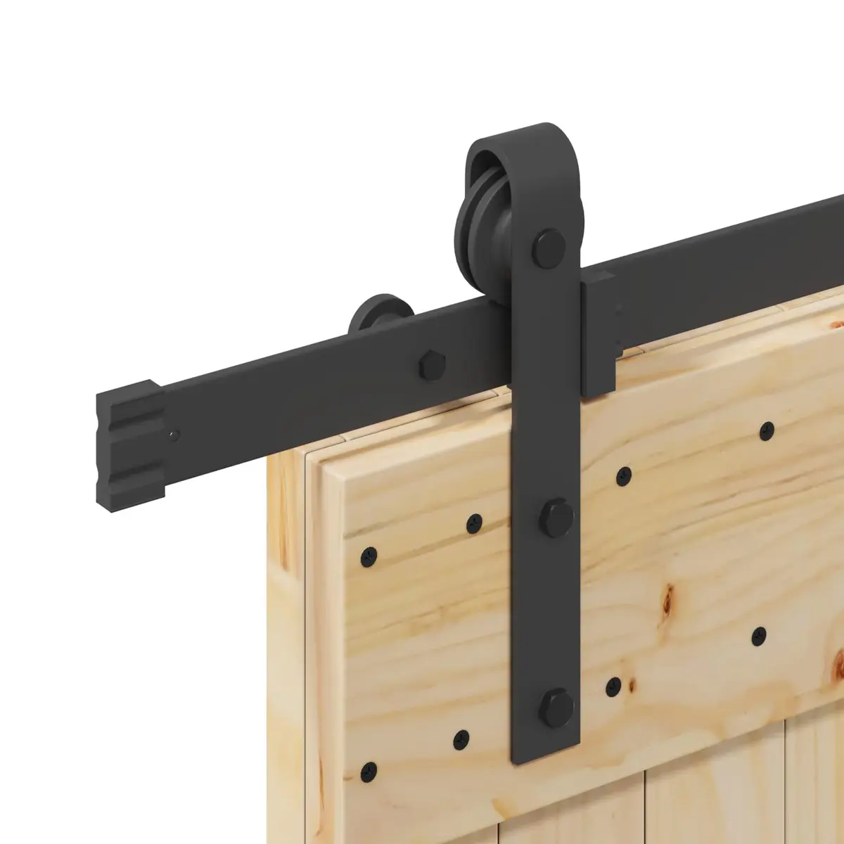 Sliding Door Room Divider Pine Wood Frame 70cm x 210cm Brown with Black Track