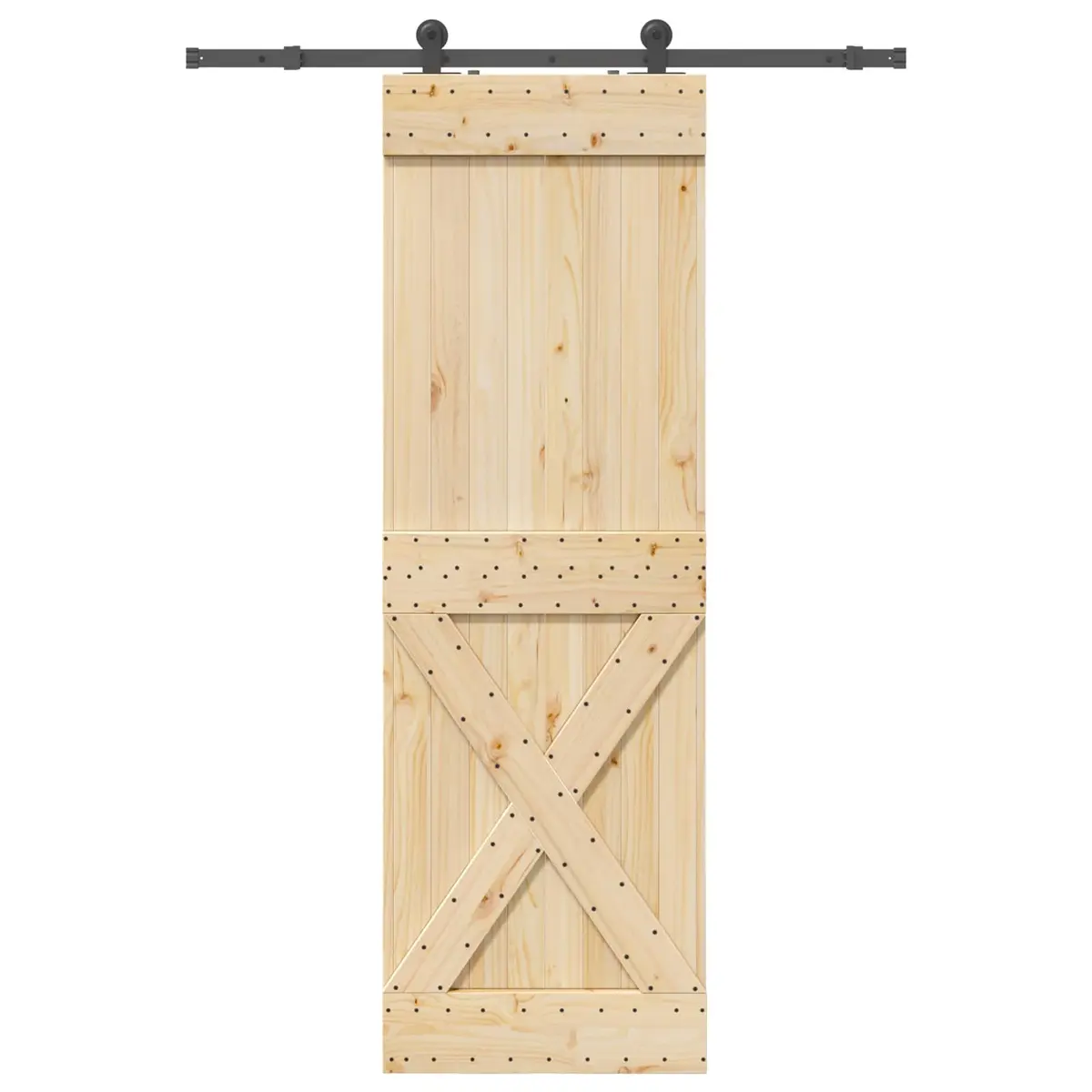 Sliding Door Natural Brown Black Frame 70x210cm Modern Room Divider