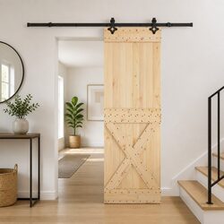 Reliable Sliding Door: 70x210cm Natural Pine & Steel