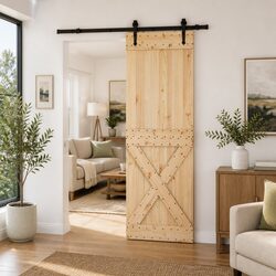 Reliable Modern Pine Wood Sliding Door with Track 70x210cm