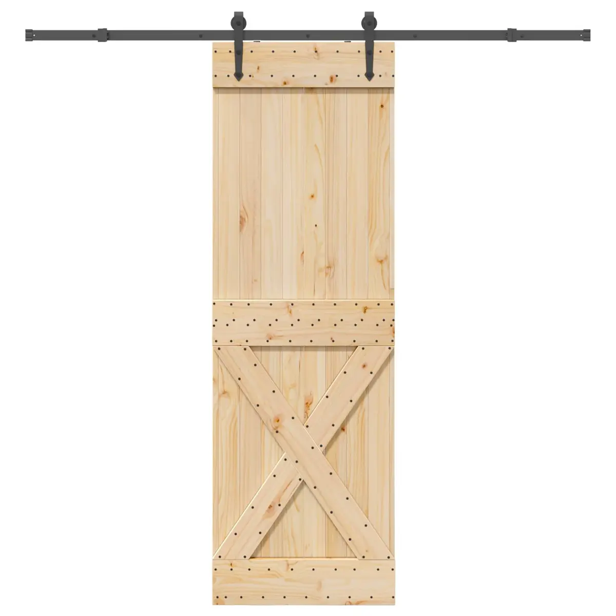 Sliding Door Modern Design Pine Wood Steel Track Room Divider 70x210cm