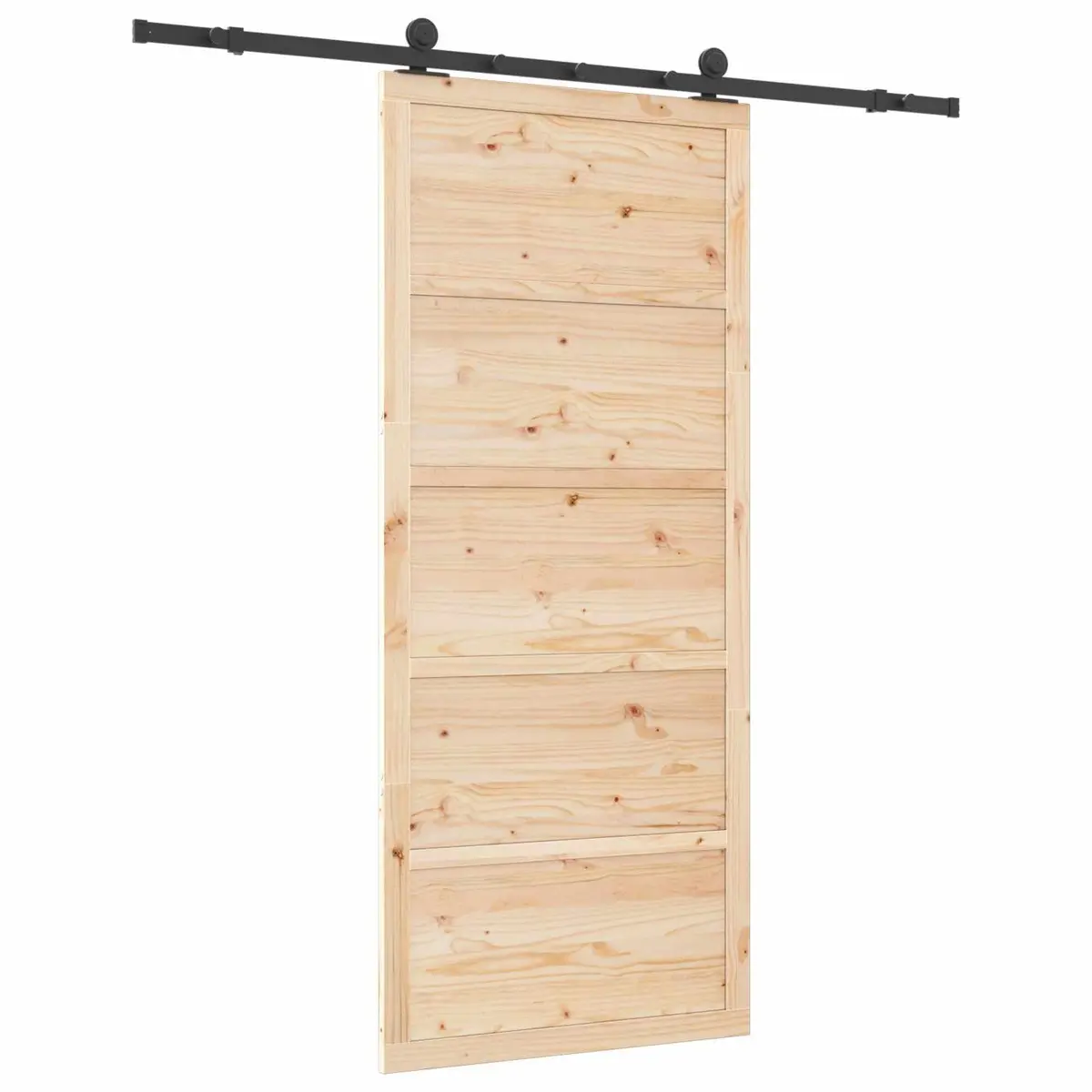 Sliding Door Top Track Mechanism 90 x 208 cm Solid Pine Wood Brown